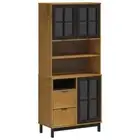 Glass Door Highboard Kitchen Buffet Storage Cupboard Rack Display Cabinet FLAM