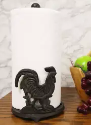 13.5 Inch High Rooster Cast Iron Paper Towel Holder Stand Home Decor