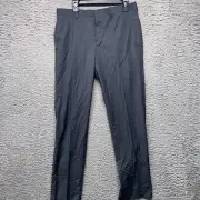 Unbranded Pants Mens Grey Stripe 31 Unhemmed Flat Front Dress Suit