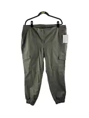 NWT Anthropologie Calligraphie Cargo Pants Woman Plus 16 Army Green Cotton Blend