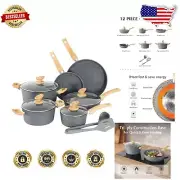 Professional 12-Piece Granite Kitchen Cookware Set - Stay Cool Handles Included