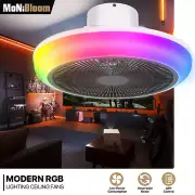 18" [BLUETOOTH CONTROL+SPEAKER] Bladeless Ceiling Fan 4 Mode Light Fan w/Remote