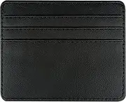 [tunghey] Credit Card Holder Wallet, RFID Blocking Leather Ultra Slim Wallet, Thin Minimalist Credit Card Case Card Protector, for Men, Women - 3 Card Slots and 1 Pockets (Black)