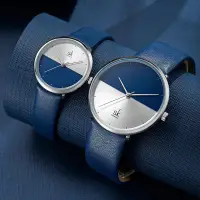 在飛比找蝦皮商城精選優惠-SK情侶手錶三針皮帶男女對錶時尚撞色極簡石英錶防水腕錶