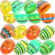 Vaguelly 12pcs Printed Easter Eggs Empty Easter Eggs Fillable Colorful Plastic Eggs Unfilled Easter Eggs for Easter Hunt Basket Stuffers Filler Classroom Prize Supplies