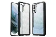 For Samsung Galaxy S21 Case Heavy Duty Shockproof Clear Slim Cover-Carbon Fiber Pattern