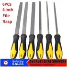 6Pcs 8" Metal Rasp Files Flat Round Square Needke File Set Wood Carving Tools