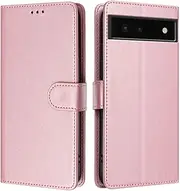 Compatible with Google Pixel 6a 5G PU Leather Phone Cover,Compatible with Google Pixel 6a 5G Card Slots Flip Stand Wallet Case Pink