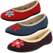 Ladies Padders Slip On Ballerina Casual House Memory Foam Slippers HAPPY E Fit