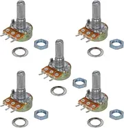 (5 pcs) Linear Potentiometer 3 Pin 15mm Shaft - B Type Taper - 1K, 2K, 5K, 10K, 20K, 50K, 100K, 250K, 500K, 1M ohm Resistance (100K)