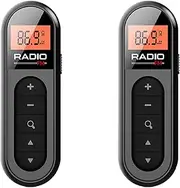 Binxind 2X Mini Pocket FM Radio Rechargeable Portable 76-108MHZ Radio Receiver with Backlight LCD Display Wired 3.5mm Headphones