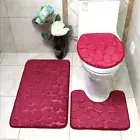 3Pcs/Set Bathroom Bath Mat Set Soft Non Slip Cobblestone Mat Bathroom Rug _as