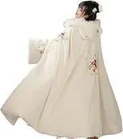 [REDBMX] Cloak Hanfu Women's Long Style with Velvet and Thick Warm Coat Chinese Style Hooded Cape Ancient Cape