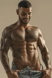 [O327] Handsome Man Cute Model Showing Off Body Male Physique Photography