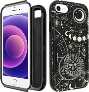Plakill iPhone SE 2020/2022/3rd Gen & 7/8 Heavy Duty Protective Case, Space Constellation Design, Shock-Absorbent, Camera Protector, Black, TPU Material, Rugged/Protective Case