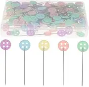 LALAFINA 200pcs Flat Button Head Pins for DIY Sewing Crafts Flat Head Pins for Marking and Decorating Projects Durable and Easy to See for Quilting and Crafting
