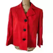 NWT Ralph Lauren 100% Linen Red Blazer Jacket Womens Size 14
