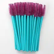 Namzi 100 Pcs Disposable Eyelash Mascara Brushes for Eye Lashes Extension Eyebrow and Makeup (Blue rod Rose head)