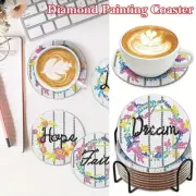 8Pcs/Set DIY Diamond Art Coasters Inspirational Crafts Kits with Holder