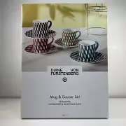 Diane Von Furstenberg DVF x Target Arrow Geo Mug Drinkware Set W/Saucers & Stand