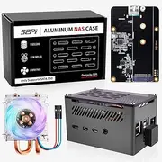 GeeekPi Aluminum NAS Case for Raspberry Pi 4 with ICE Tower Cooler and M.2 SATA SSD Adapter Board, PWM Cooling Fan with Heatsink for Raspberry Pi 4 Model B Only