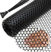 Chicken Wire Fence Mesh, Plastic Hexagonal Fencing for Gardening with Zip Ties, 15.7IN x 10FT Black Poultry Fencing,Garden Netting, Chicken Wire Frame for Crafts, Floral Netting