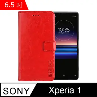 IN7 瘋馬紋 SONY Xperia 1 (6.5吋) 錢包式 磁扣側掀PU皮套 吊飾孔 手機皮套保護殼-紅色