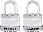 Master Lock M1XT Magnum Heavy Duty Padlock with Key, 2 Pack Keyed-Alike, Silver