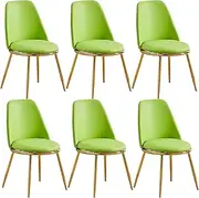 CADYNN Faux Leather Dining Kitchen Room Chairs Set of 6 Living Room Side Chairs Water Proof Leather Side Chair with Metal Legs Living Room Lounge Counter Chairs(Green)