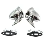 Classic Chrome Bullet Mirror 4in for MGB AC Cobra Sunbeam Mini Cooper - Pair