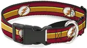 Dog Collar Martingale The Flash Logo11 Stripe Burgundy Black Gold White 15 to 26 Inches 1.0 Inch Wide