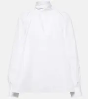[CO] CO Scarf-detail cotton poplin blouse AU 10 white