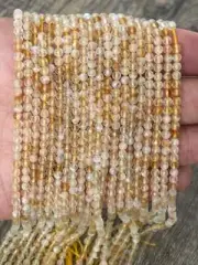 Wholesale Lot 10 Strands 2MM Yellow Citrine Micro Faceted Gemstone Beads 12.5"