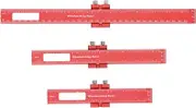 Accurate Woodworking Pocket Ruler Set Metal Slide Locked for Engineers Home Improvement RED Matte