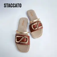 在飛比找蝦皮購物優惠-Staccato新款復古休閒涼鞋編織時尚平底舒適戶外拖鞋女鞋