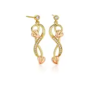 Clogau 9ct Yellow & Rose Gold Tree of Life Gold and Diamond Vine Drop Earrings