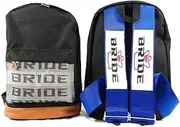 JDM Bag Backpack With Blue Bride Racing Harness Strap & Brown Leather Bottom