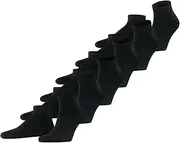 [FALKE] Men's Happy 6 Pack Trainer Socks Breathable Cotton Men's Trainer Socks Reinforced Short Durable Durable Skin Friendly An Allrounder Plain Multipack Gift Box 6 Pairs, Black 3000., 39-42