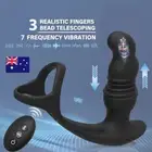 Telescopic Prostate Massager Thrusting Anal Plug Butt Vibrator Cock Ring Sex Toy