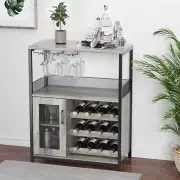 IDEALHOUSE 3-Tier Wine Bar Cabinet with Detachable Wine Rack and Storage Spac...