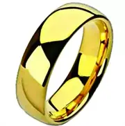 Plain Gold Plated 8mm wide Titanium RING, Wedding Band, size 8 -NEW- in Gift Box