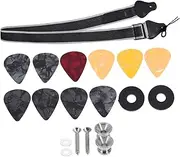 Yardwe 1 Set Guitar Shoulder Strap with Guitar Pick Slots for Easy Installation and Practical Use Random Color