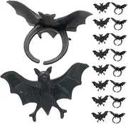 WOONEKY Vampire Bat Ring Set 50pcs Plastic Bat Finger Rings Creative Halloween