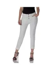 Please Button Fly Straight Leg Jeans Women White