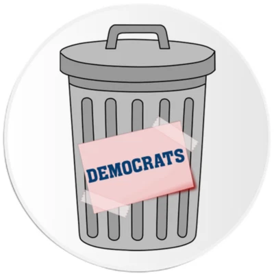 Democrats Are Trash - 3 Pack Circle Stickers 3 Inch - Can Bin Humor Politics