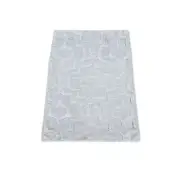 2'x2'10" Gray Modern Design Silk with Textured Wool Hand Knotted Mat Rug G80423