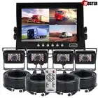 9" QUAD SPLIT SCREEN MONITOR TRUCK TRAILER 4PIN CCD REVERSING CAMERA+4x 10M KIT