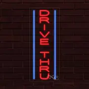 NEW "DRIVE THRU" w/BORDER VERTICAL 30x12 INCH LED FLEX WINDOW INDOOR SIGN 31543