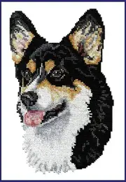 Pembroke Welsh Corgi Black Headed Tri Counted Cross Stitch Kit