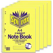 Spirax 605 2 Subject Notebook 7mm Ruled Lines Spiral Bound 250 Pages (A4) [Pack 5]